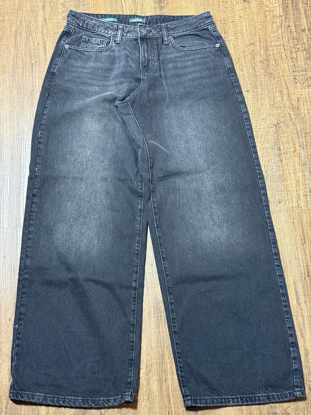 Wild Fable Womens NWT Low Rise Baggy Wide Leg Denim Jeans Black Size 6 31" Insea